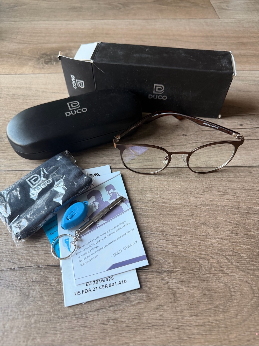 DUCO Brown Blue Light Glasses with Case